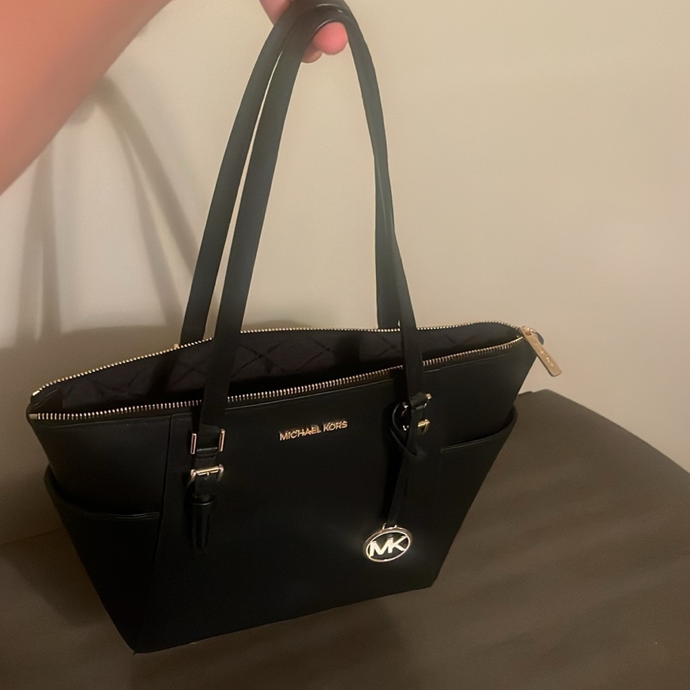 Hi! I'm selling this MK Black Small Saffiano Leather Top-Zip Tote Bag!! - Picture 3 of 4